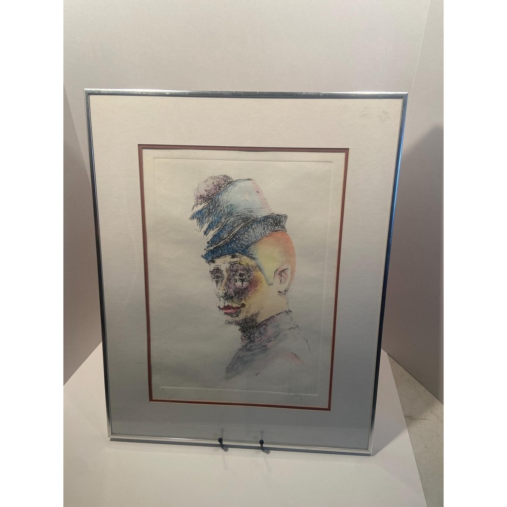 Philippe Alfieri Signed Clown Portrait Lithograph Framed Park West COA #26312
